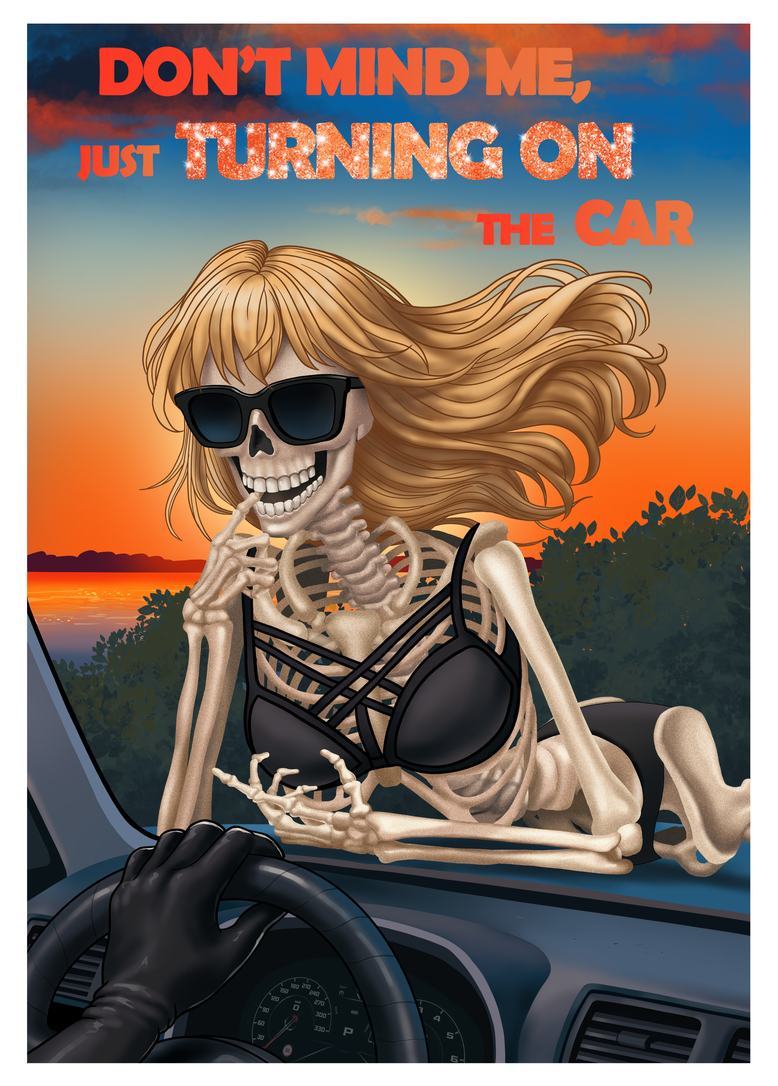 Turning on Car Handwritten Postcard